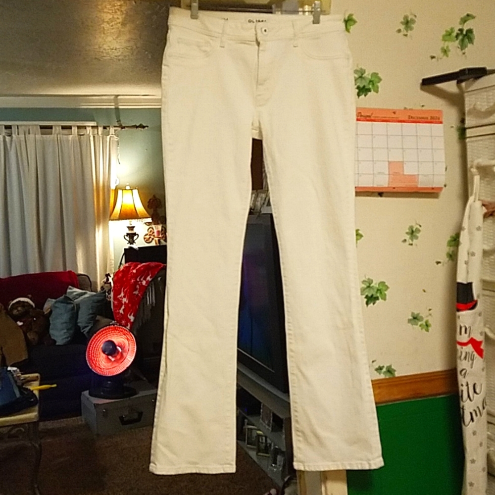DL1961 White Elodie Smart Denim Instascult Bootcut Jeans , Size: 32